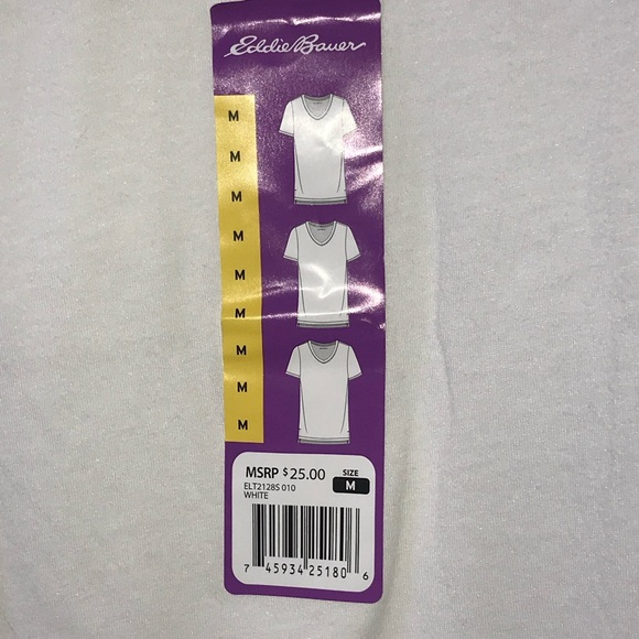 Eddie Bauer Women’s V-Neck T-Shirt White Size M NWOT - Picture 4 of 8